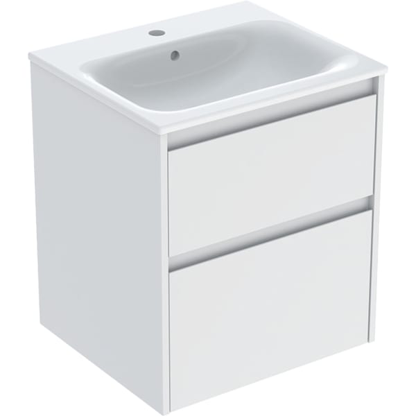 Geberit Renova Plan Set MWT mit US, 2 Schubl. 55x62,1x48cm, weiß/l. seidenmatt