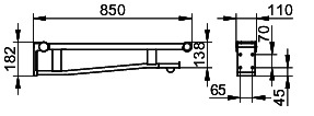 KEUCO SK-Griff WC Plan Care 34903, re mit Funk-Ausl.,sil-elox/weiß, 850 mm
