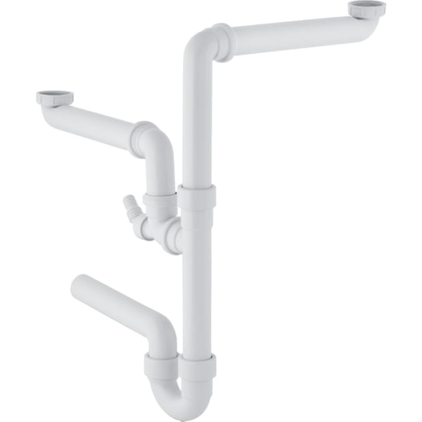 Geberit Rohrbogengeruchsverschluss für zwei Spülbecken Abgang horiz. G1 1/2x40