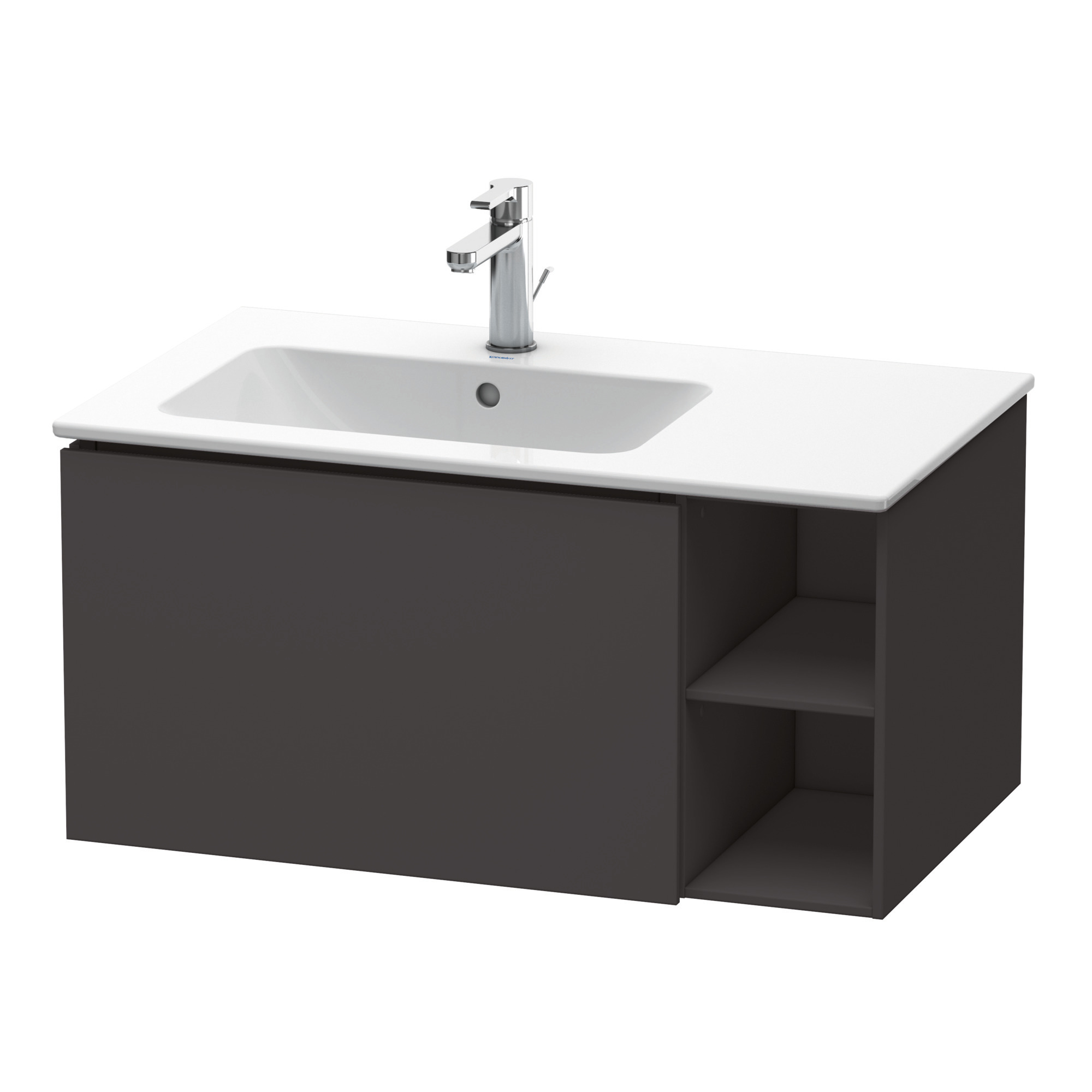 Duravit WTU L-Cube 400x820x481mm, wandh. 1 Auszug, Becken li., Graphit Supermatt