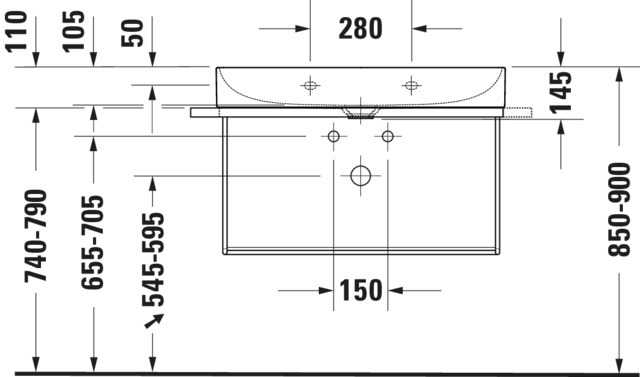 DU Möbelwaschtisch DuraSquare 800mm o. ÜL, mit HLB, 1 HL, weiß WonderGliss