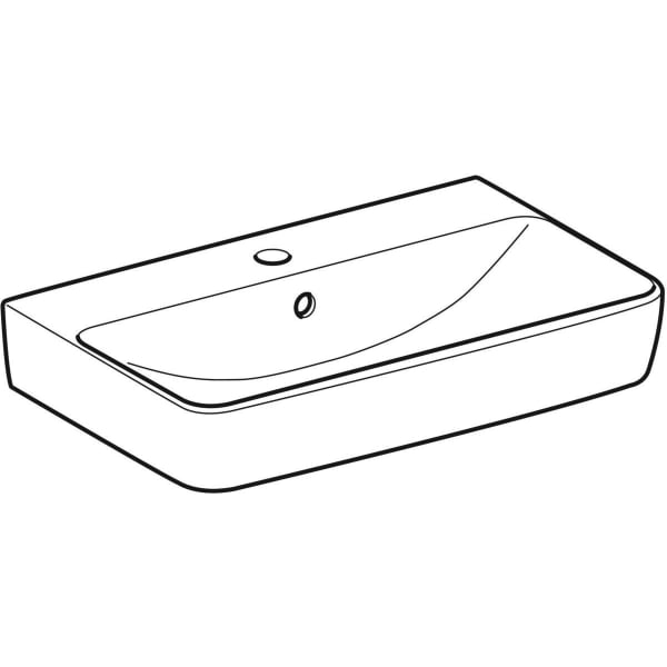 Geberit Renova Compact Waschtisch, 60x37cm m. Hl., m. Ül., weiß, KeraTect