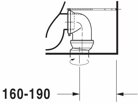 DU Stand-WC Kombi Starck 1 640 mm Tiefspüler, f.SPK, Abg.Vario, weiß