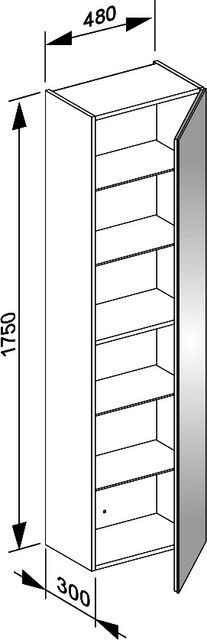 KEUCO Hochschrank X-Line 33130, rechts cashmere/Glas cashmere, 480x1750x300mm
