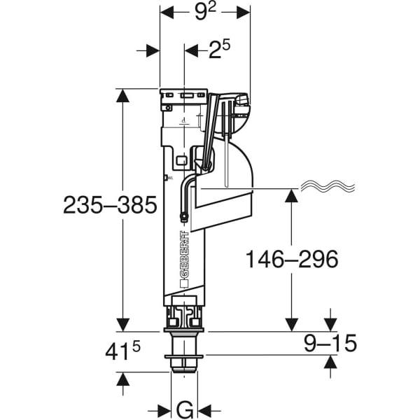 Geberit Typ 360 Füllventil WA unten 3/8", Nippel aus Kunststoff, GB