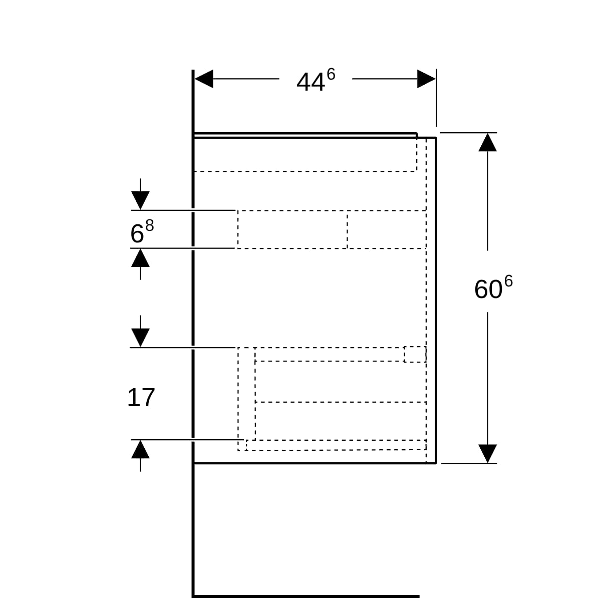 Geberit Renova Plan US f. WT, m. 2 Schubladen 64,4x60,6x44,6cm, weiß/l. seidenglanz