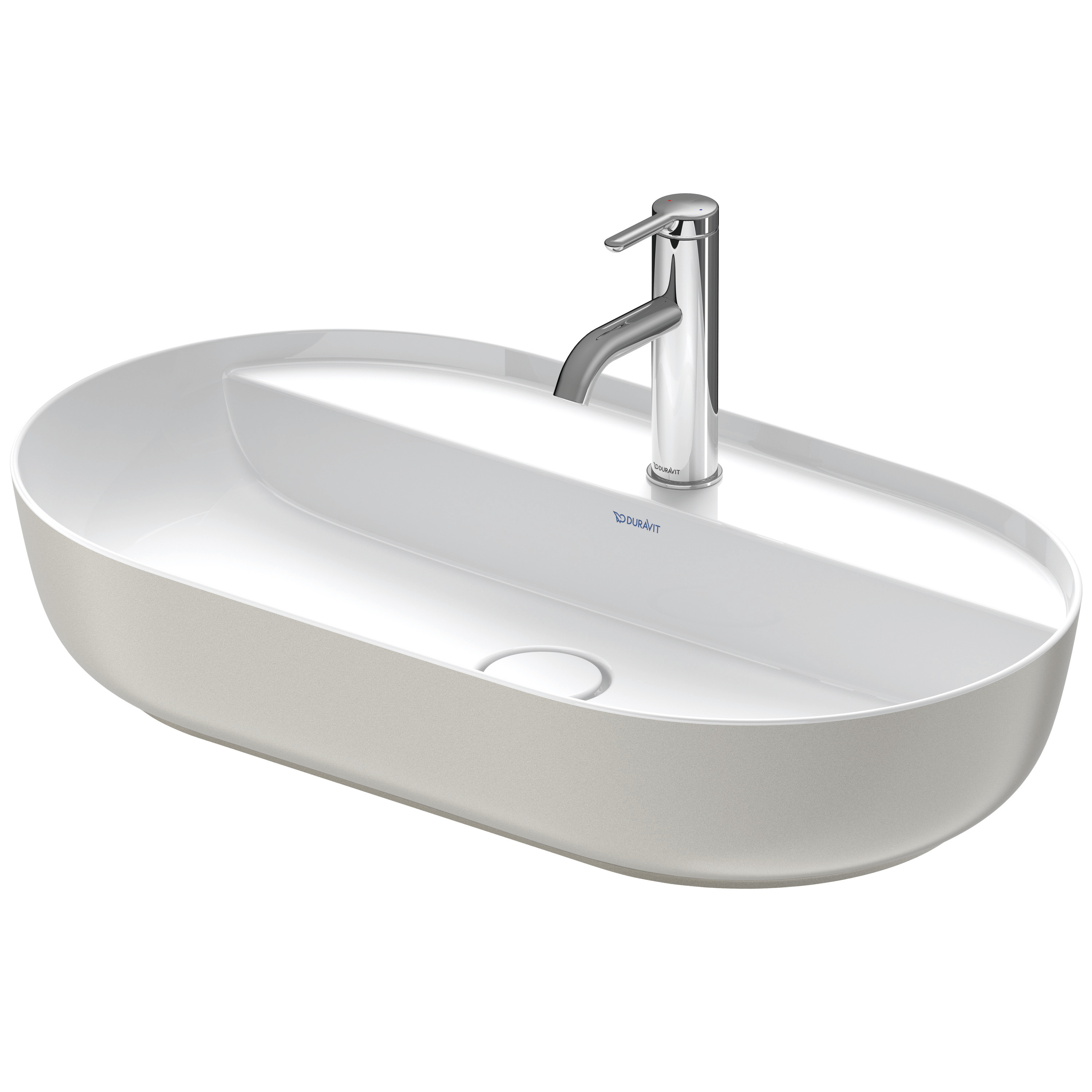 Duravit Aufsatzbecken Luv 700mm, geschliffen o.ÜL,m.HLB,1HL,weiß/grau sdm.,WGL