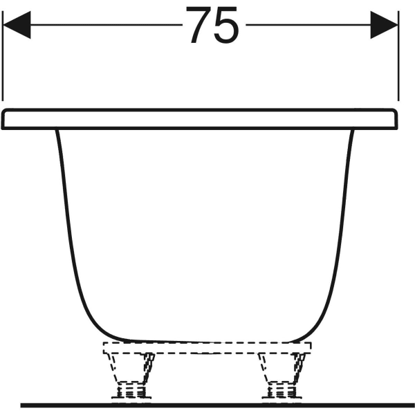 Geberit Tawa Badewanne, schmaler Rand, Duo rechteckig, 170x75cm, weiß