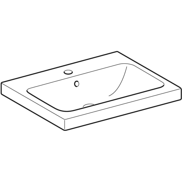 Geberit iCon Light Aufsatzwaschtisch 60x48cm mit Hahnloch, mit Überlauf, weiß matt