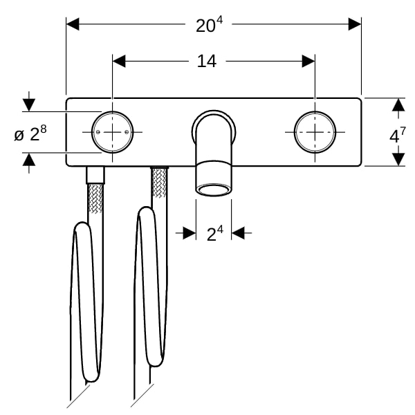 Geberit ONE WT-Arm. rundes Des. W.-Mont. 2Gr. für UP-Funktionsbox, L:20cm ,hgl.verchr.