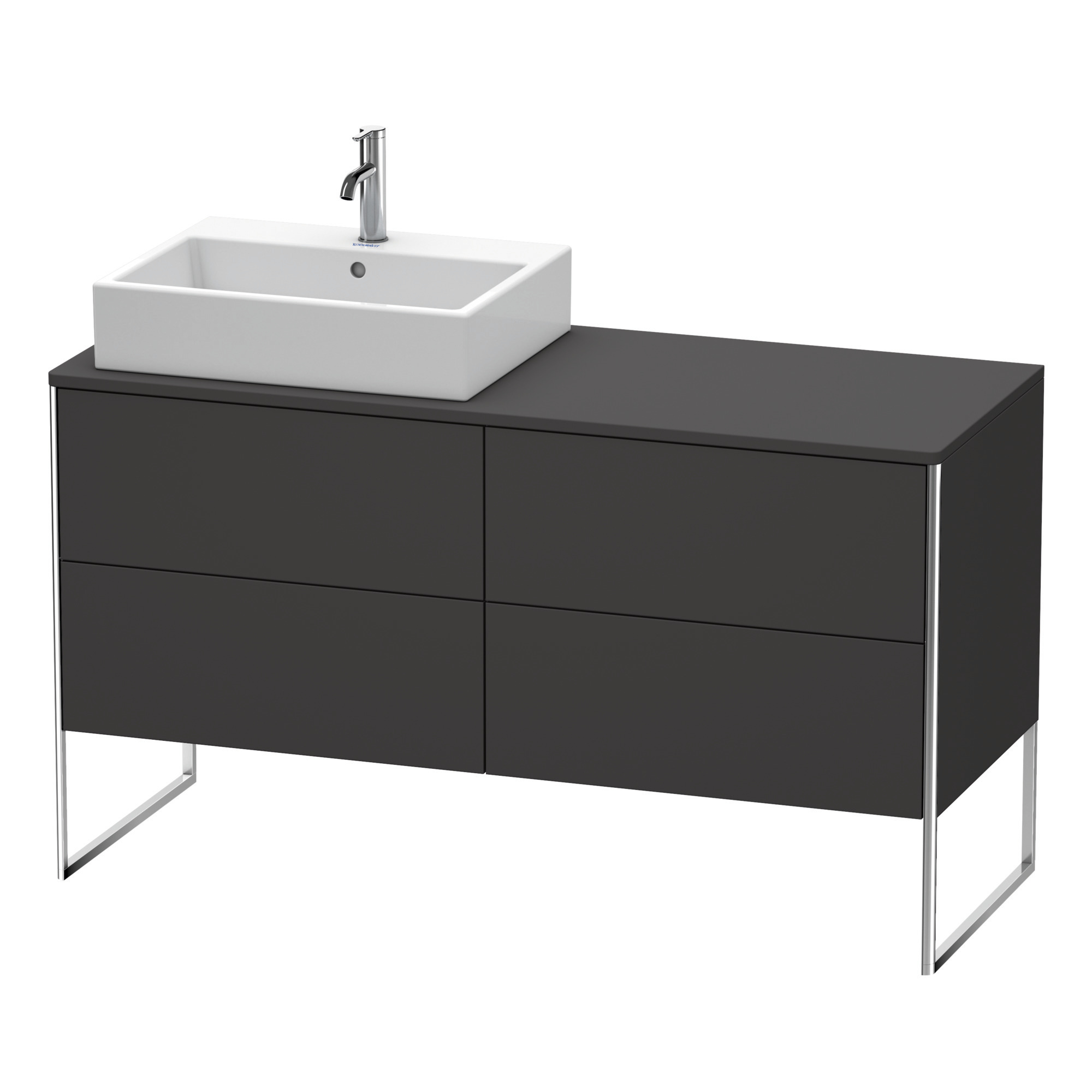 Duravit WTU XSquare 778x1400x548,bodenstehend Graphit Supermatt, 4 Schubk., Becken l.
