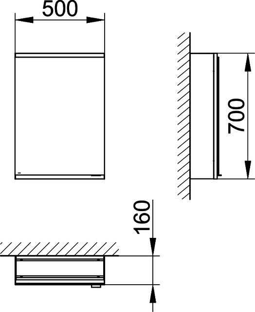 KEUCO Royal Modular 2.0 SPS, unbel. 80000, Vorb,oSteckd,sb-elox,500x700x160mm