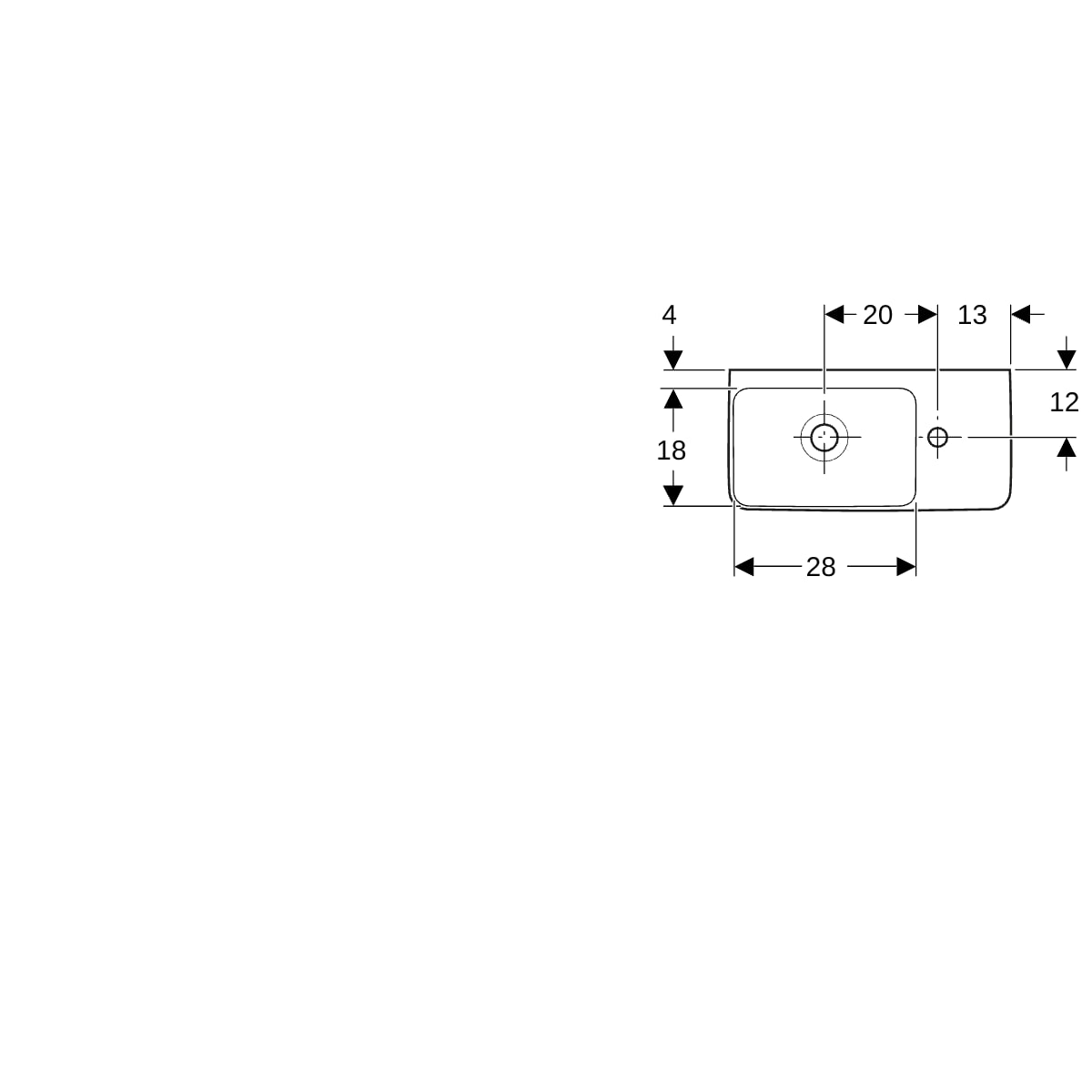 Geberit Renova Compact HWB, verk. Ausladung 50x25cm, Hl. rechts, m. Ül., weiß