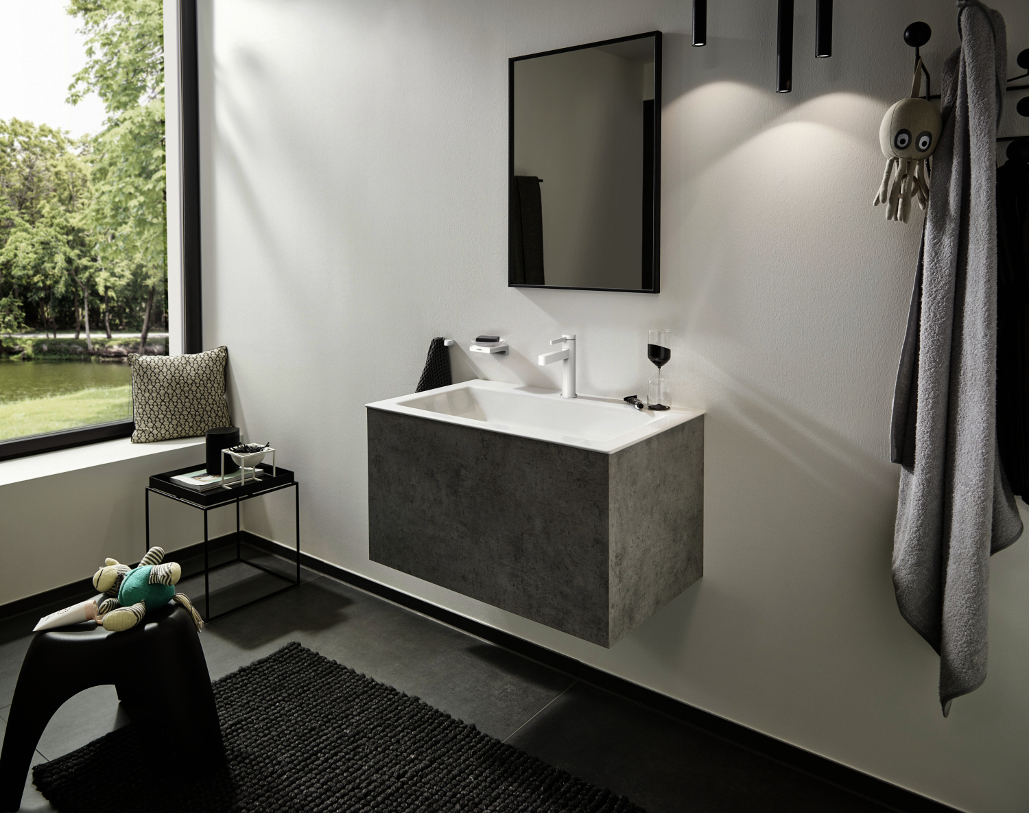 Hansgrohe Waschtischmischer 100 Finoris mit Push-Open Ablaufgarnitur mattweiss