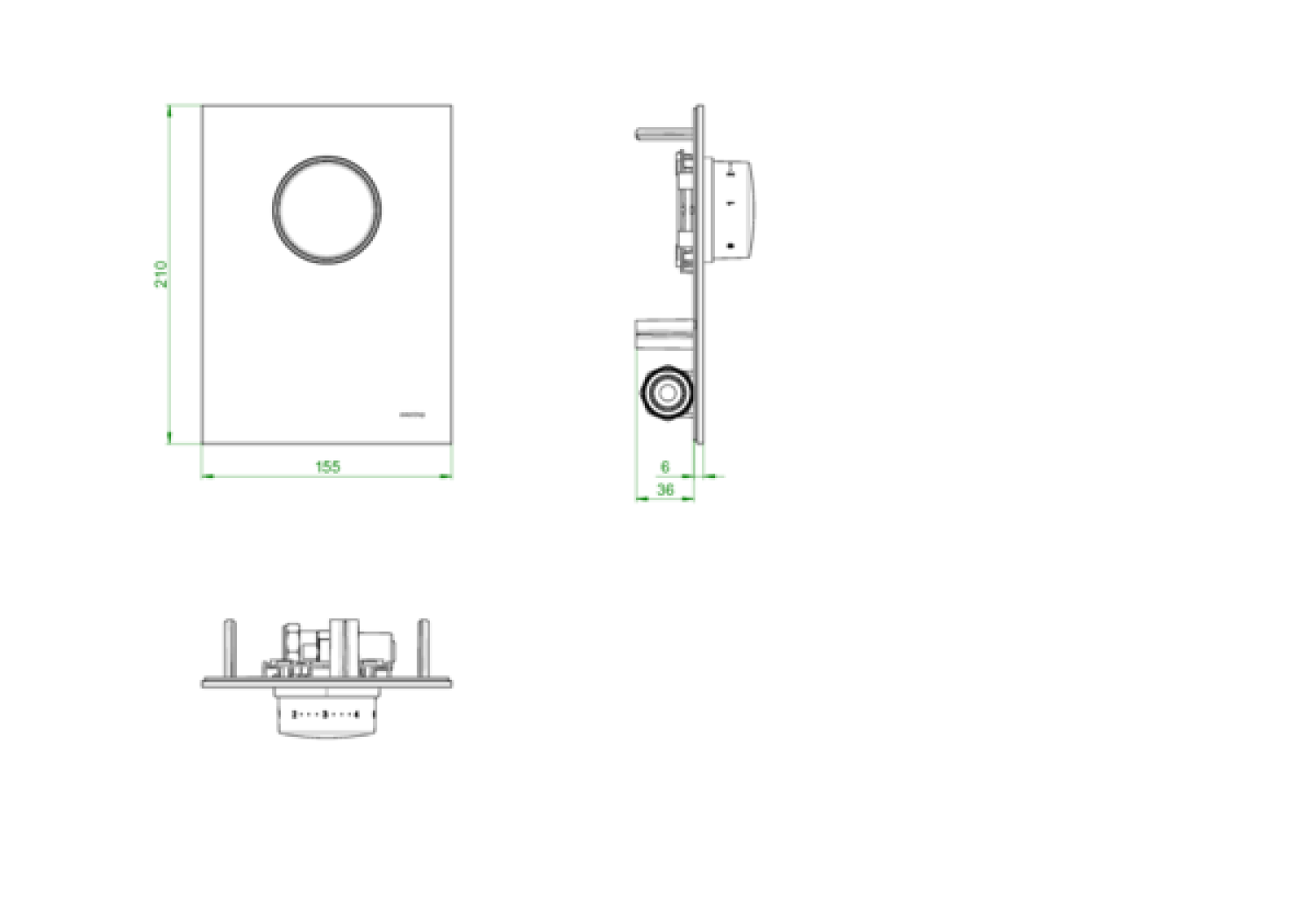 OVENTROP-Abdeckung mit Thermostat Echtglas schwarz, für Unibox T-RTL