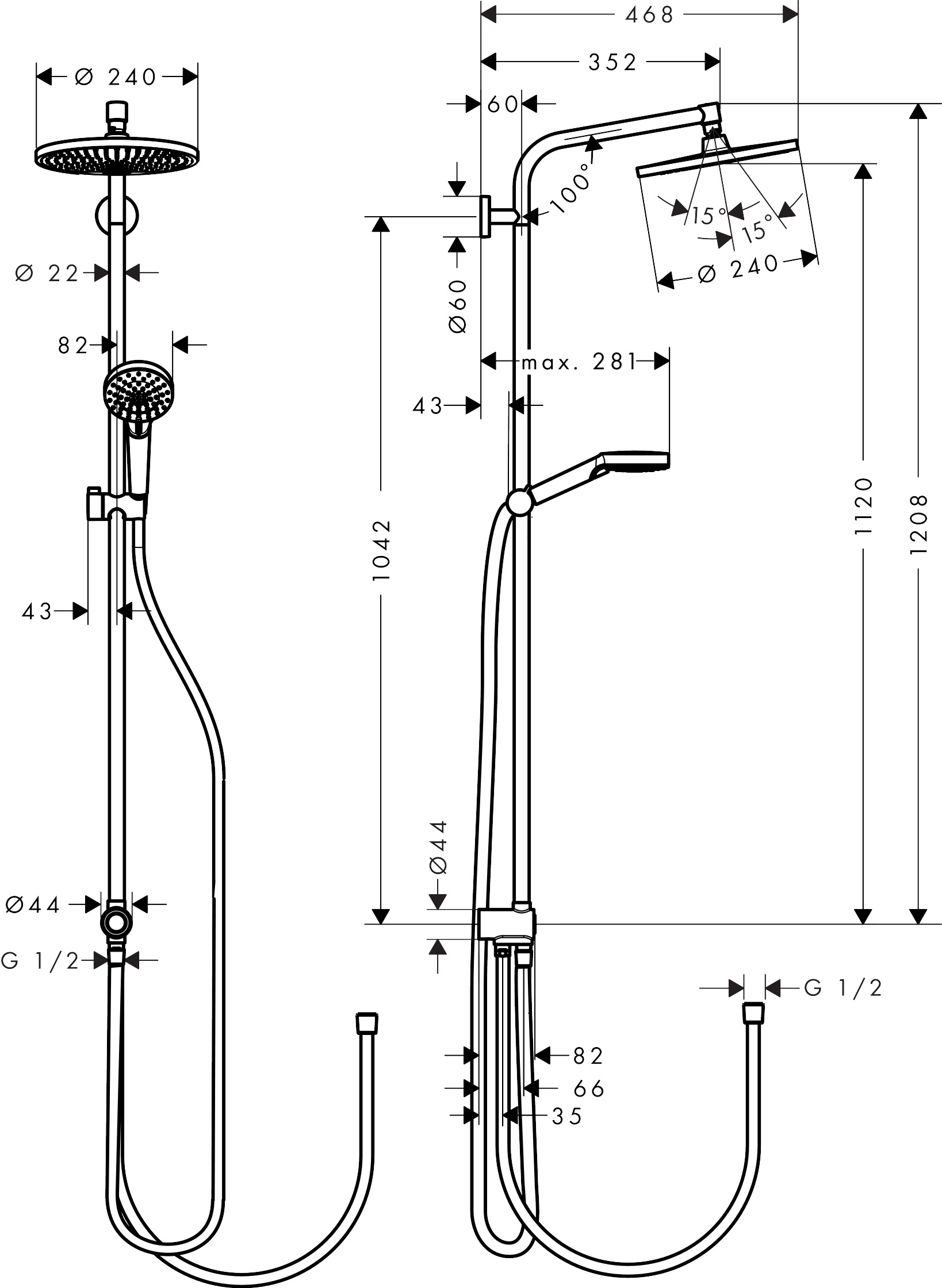 Hansgrohe Showerpipe Crometta S 240 Reno EcoSmart chrom