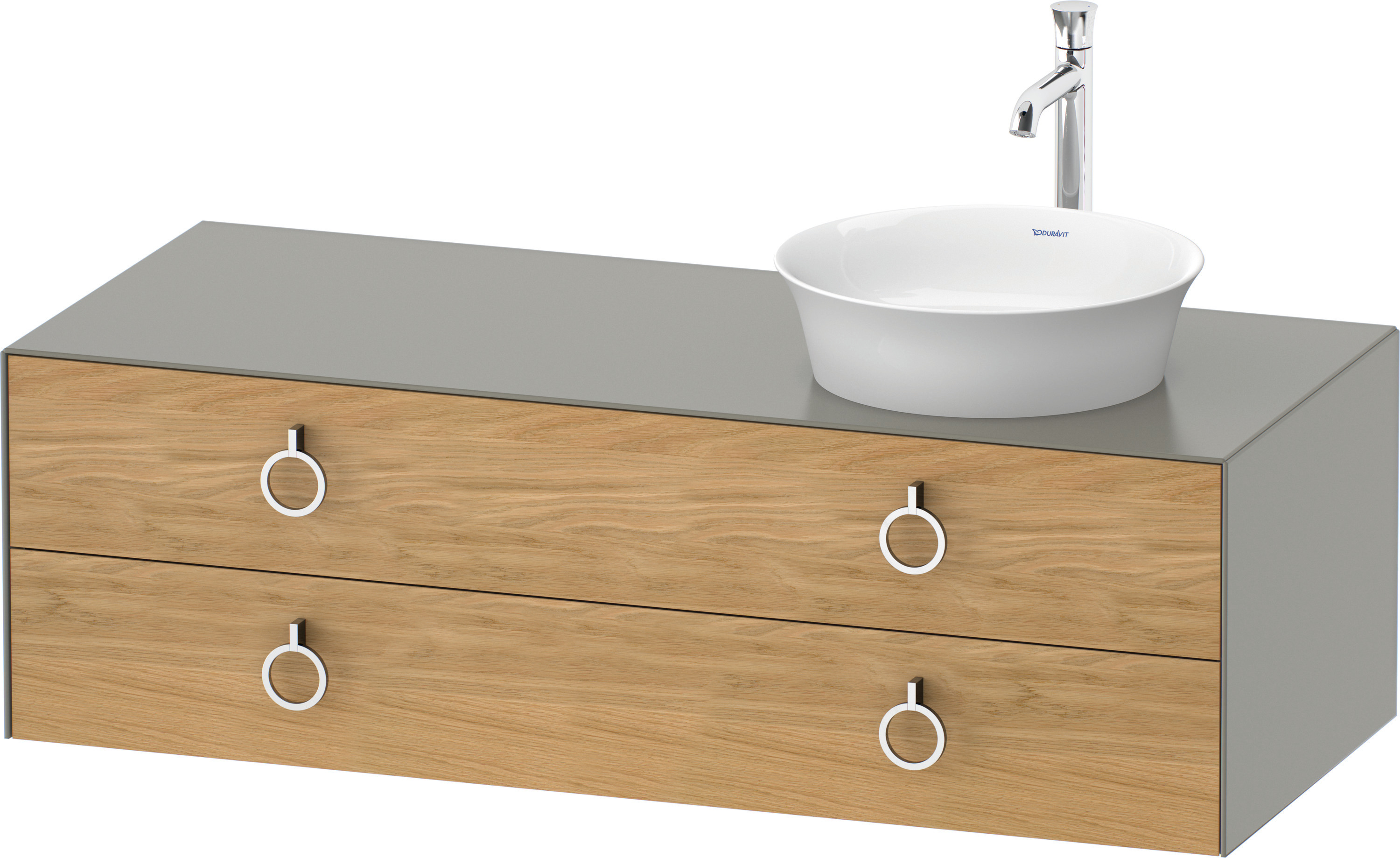 Duravit WTU wandh.White Tulip,2Schk.,m.Griff Aus.r,408x1300x550,Eiche N.M./St.gr.Sdm