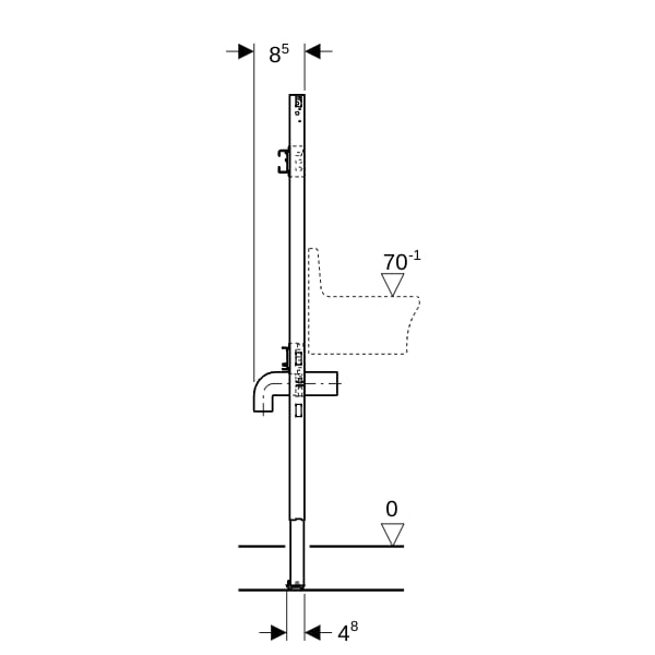 Geberit Duofix Element f. Ausgussbecken 130 cm, Wandarmatur AP