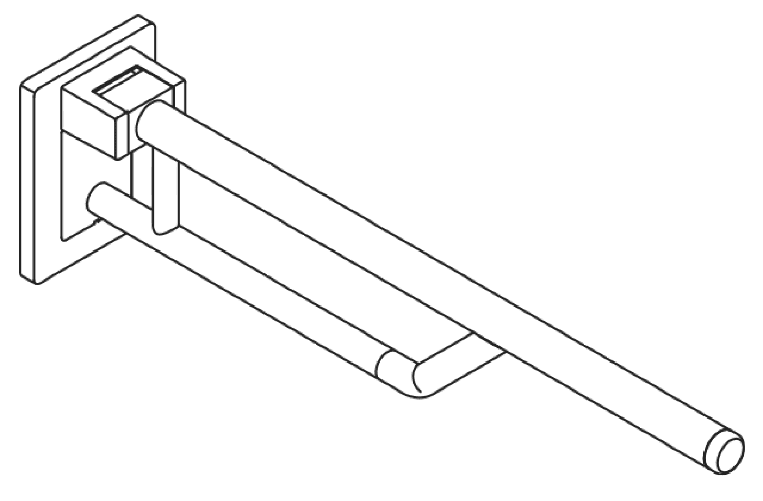 HEWI SK-Griff Duo, L:700mm, Kst., reinweiß, Oberholm farbig anthrazitgrau