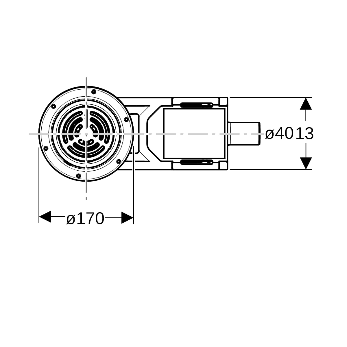 Geberit DBD-Abl. f. Bodenblg. Vinyl (PVC), Estrichhöhe am Einl. 94-114mm d=40mm