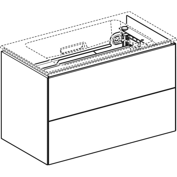 Geberit ONE Unterschrank für Waschtisch m. 2 Schubladen, 74,4x46,5x39,6cm, weiß