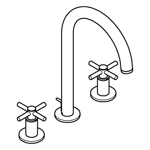 GROHE 3-Loch-WT-Batterie Atrio 20643 Rohrauslauf Kreuz-Griff cool sunrise