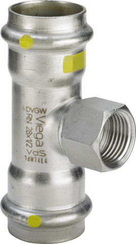 Viega T-Stück mit SC Sanpress Inox G 0217.2 für Gas in 15mmxRp1/2x15mm edst.