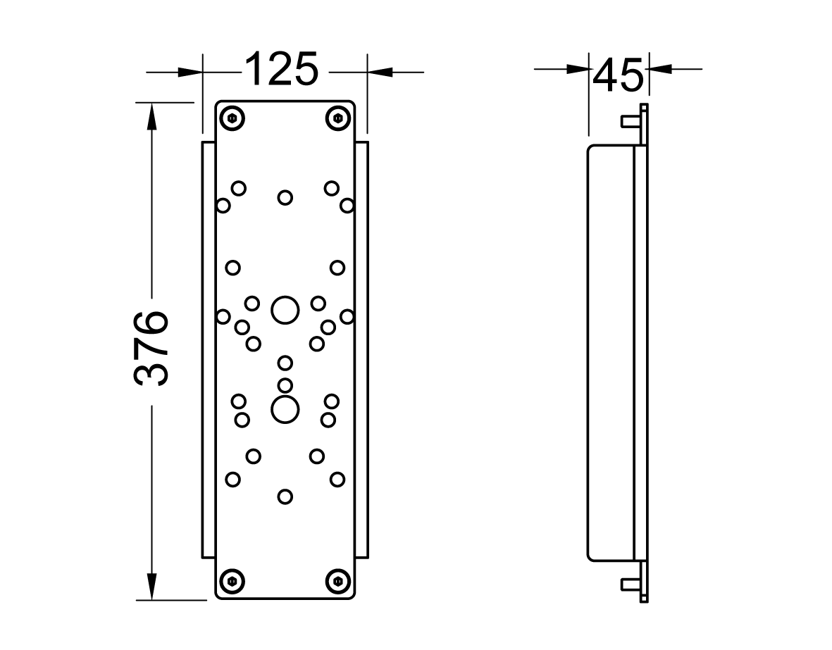 TECEprofil Stahlplattenset zur Aufnahme von Stützklappgriffen E