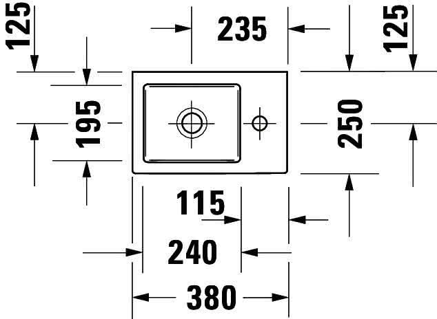 DU Möbelhandwaschbecken 380mm, Weiß o. ÜL, mit HLB, HL re, Bef.inkl.