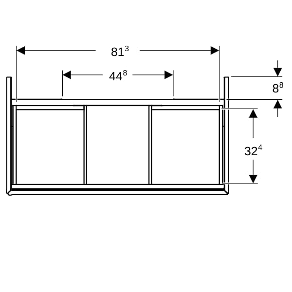 Geberit ONE Unterschrank für WT/-Platte 2 Schubl., 88,8x50,4x47cm, sandgrau hgl.