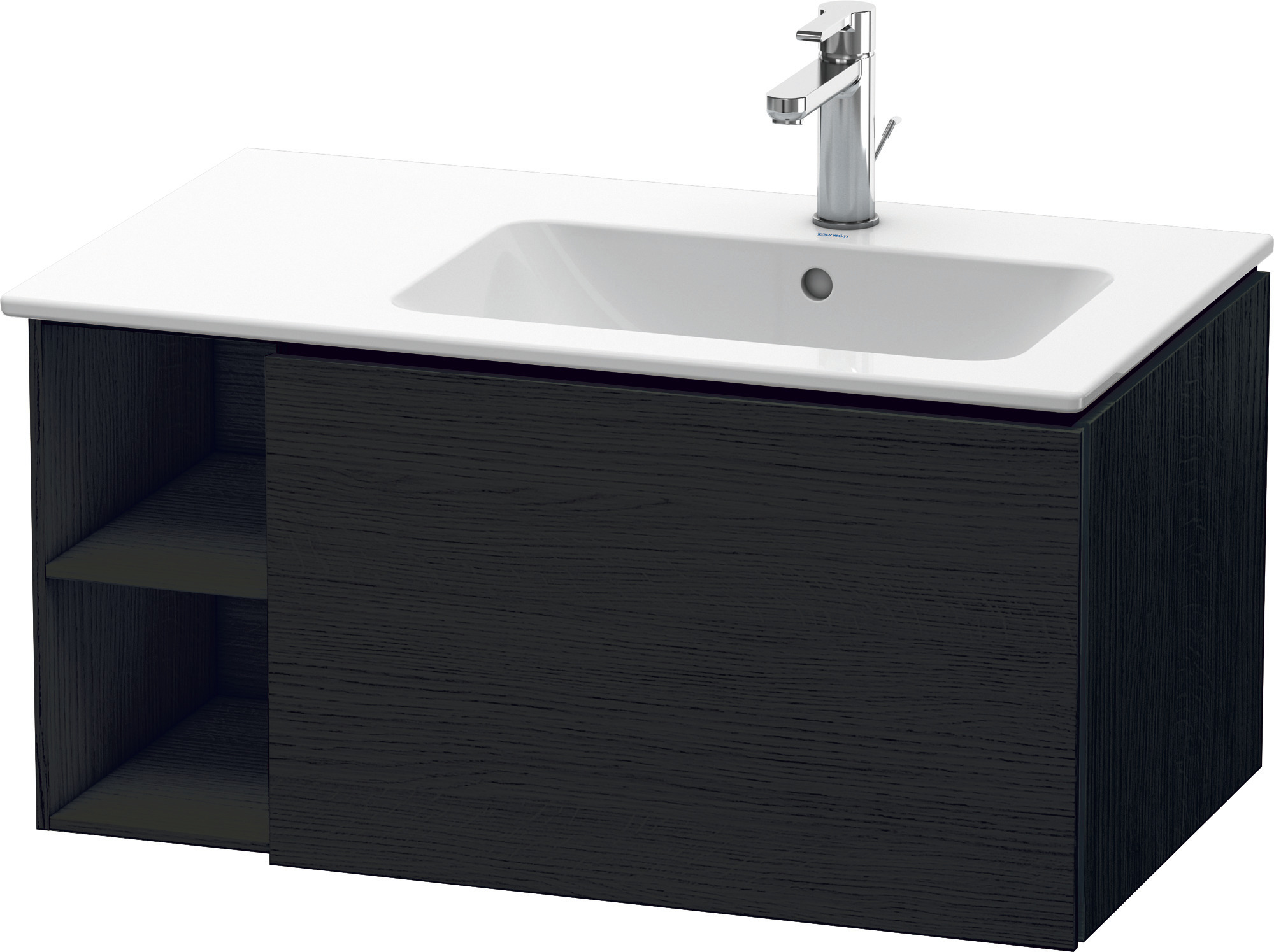 Duravit WTU L-Cube 400x820x481mm, wandh. 1 Auszug,Becken re.,Eiche Schwarz