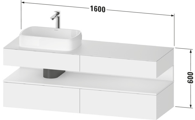 Duravit QA Kons-WTU,Wdh,1600x550x600mm,WPl:LI Ni-Bel,Graphit Matt,Ni:Taupe Matt,Dekor