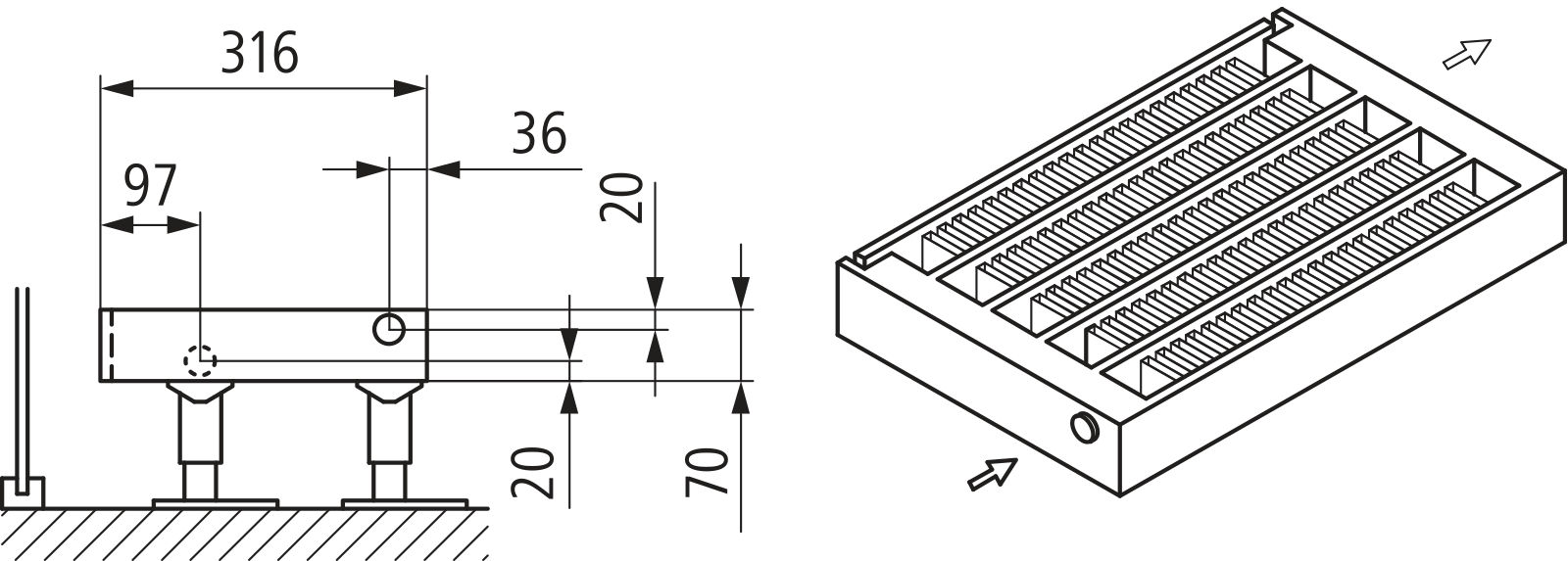 Kermi Kon m. Str. Typ55 BH280x316x2000 QN5740, weiß, 6bar, m. Abd., AB Uni.