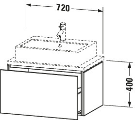 Duravit WTU f.Console Comp.L-Cube 400x720x477 1 Auszug, Betongrau Matt