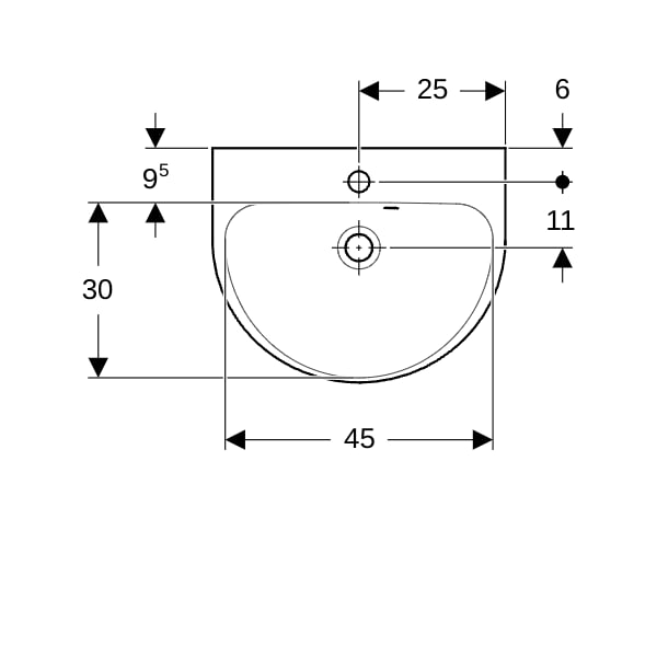 Geberit Renova Handwaschbecken, 50x40cm m. Hl., m. Ül., weiß, KeraTect
