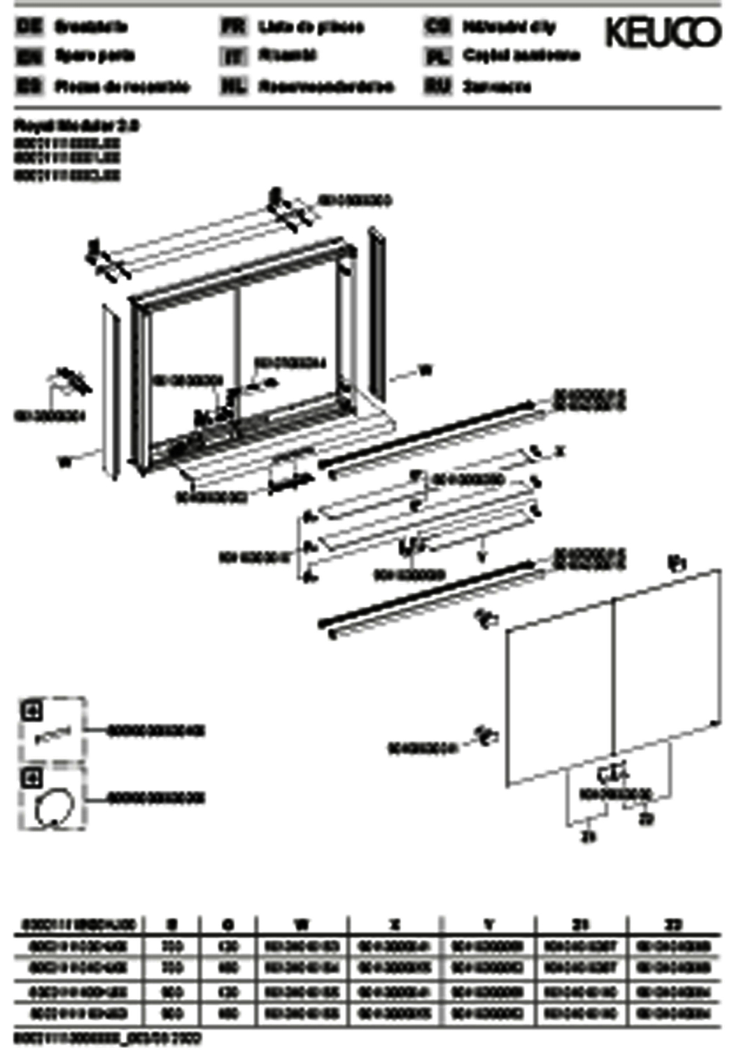 KEUCO Royal Modular 2.0 SPS, bel. 80021, Vorb,2Steckd,sb-elox,1100x700x120mm