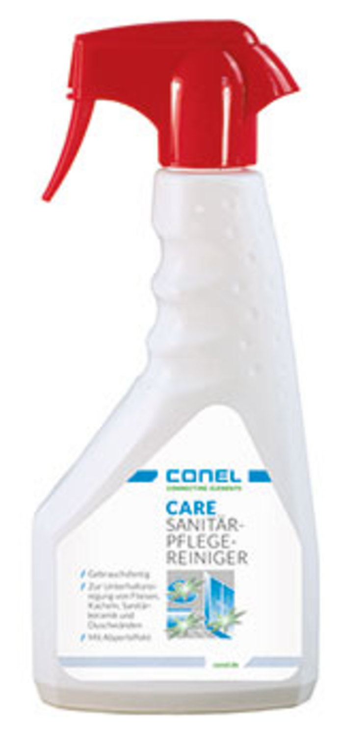CARE Sanitär-Pflegereiniger 500ml Handsprayflasche m.Abperleffekt CONEL CARE Sanitär-Pflegereiniger 500ml Handsprayflasche m.Abperleffekt CONEL