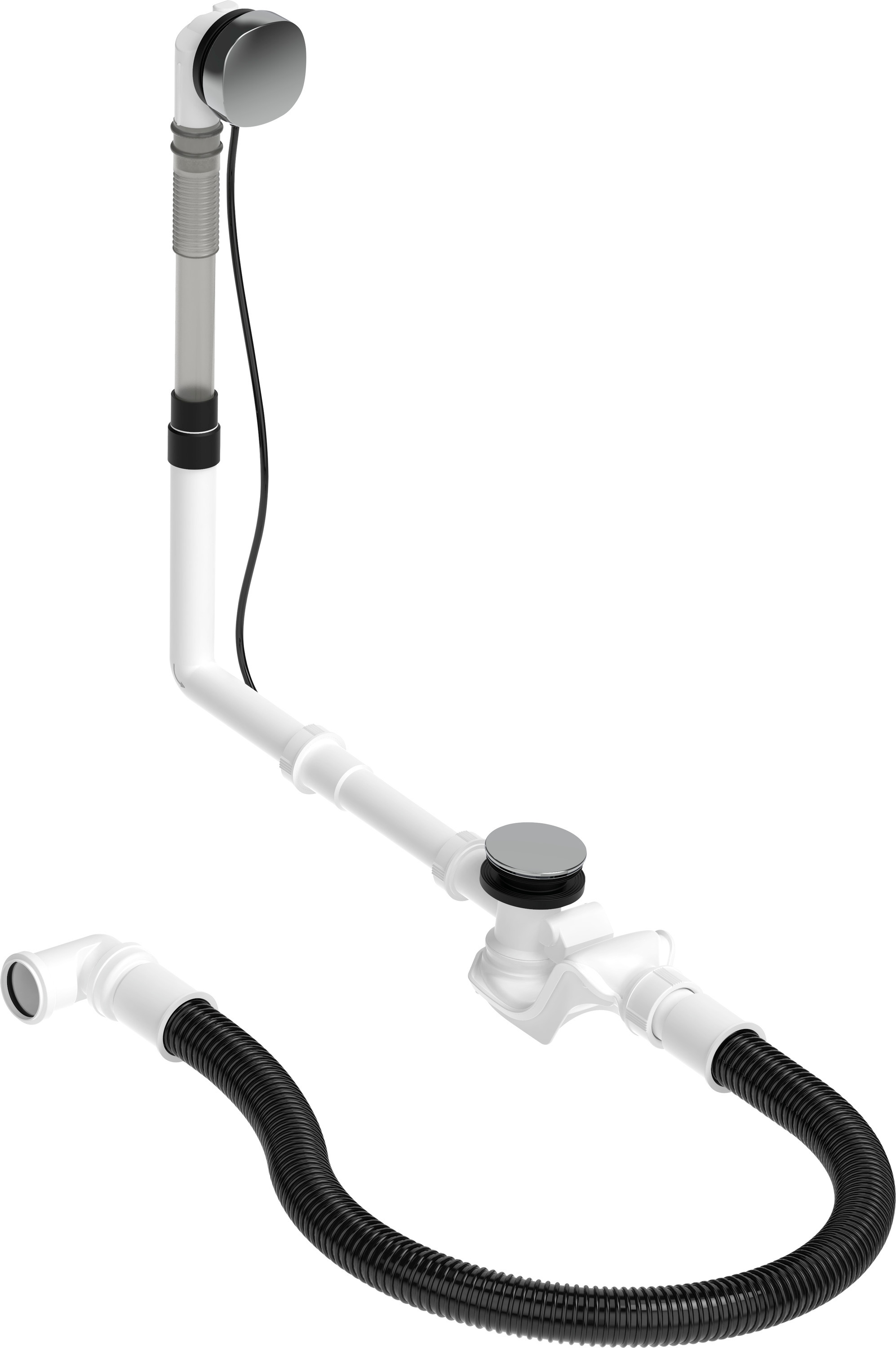 Duravit Ab- und Überlaufgarnitur Quadroval Drehgriff,Flexschlauch,BZL 650mm,chrom