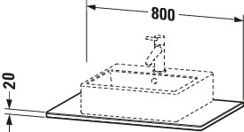 DU Massivholzkonsole XSquare,1 Ausschn. 20x800x550mm, Amerik. Nussbaum massiv