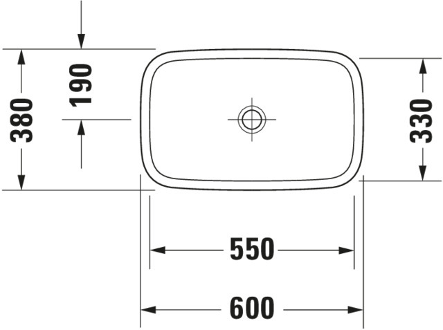 DU Aufsatzbecken DuraStyle 600 mm o.ÜL, o.HLB, geschliffen, weiß
