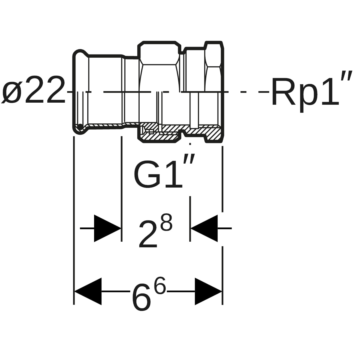 Geberit Mapress Therm Übergangsverschr. mit IG d22-Rp1