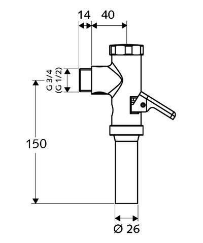 SCHELL AP-WC-Druckspüler SCHELLOMAT Hebel, 3/4", chrom