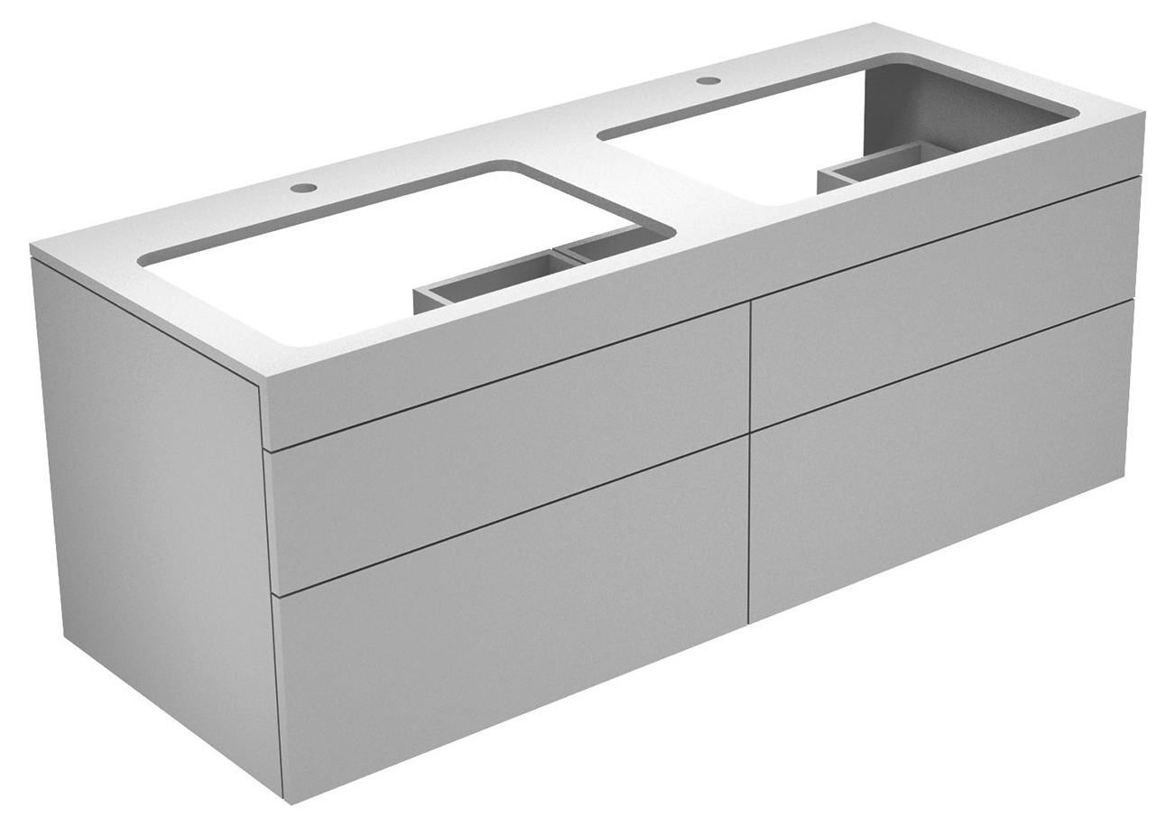 KEUCO Waschtischunterbau Edition 400 31575, Hahnloch, anthrazit/Glas anthrazit klar