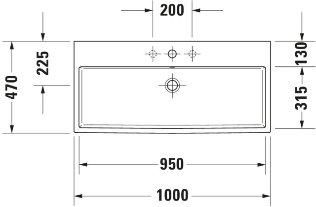 DU Waschtisch Vero Air 1000 mm m.ÜL, m.HLB, 1 HL mitte, geschl,. weiß