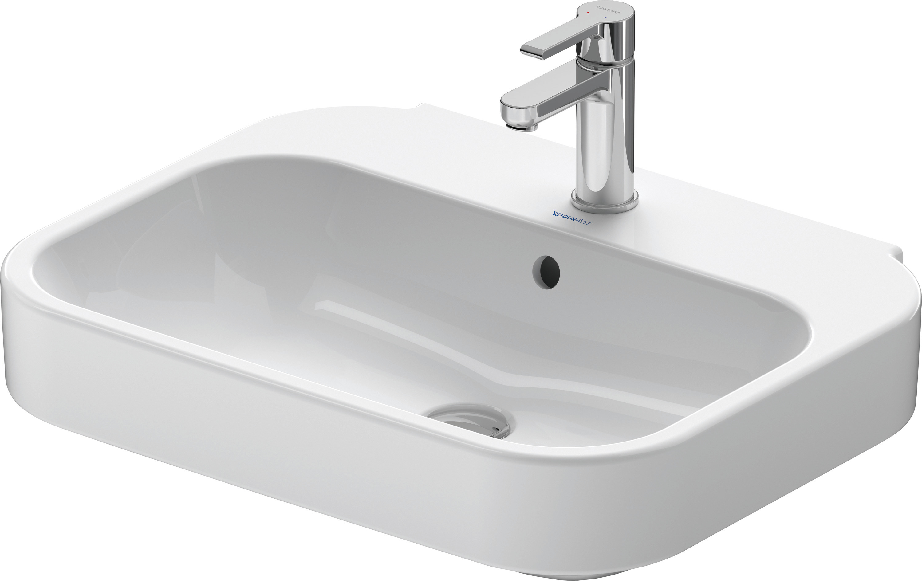 DU Waschtisch Happy D.2 600 mm mit ÜL, mit HLB, 1 HL, weiß