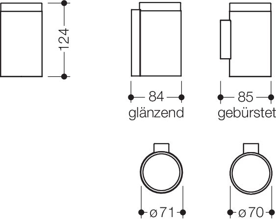 HEWI Becher Gl. m. Halter Sys 162, Halter edst. PVD nickel gebü.