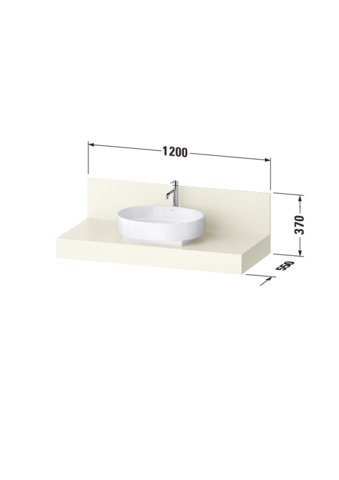 Duravit Balcoon Konsole 1200X370X550 HDH Ausschnitt 1 mittig,Elfenbein Matt