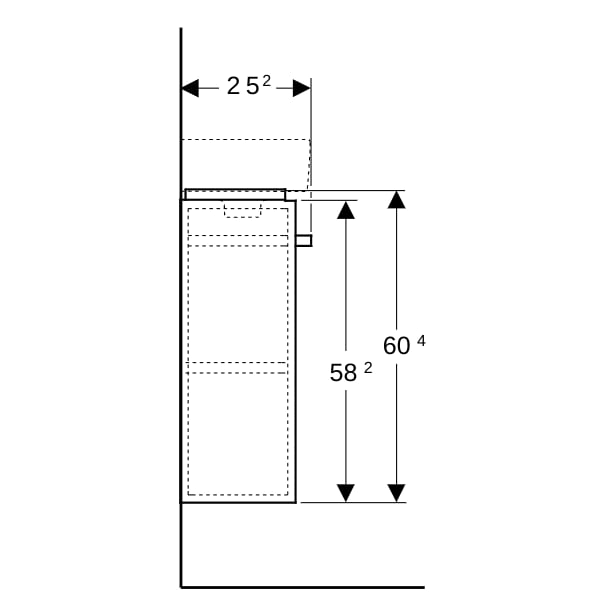Geberit Renova Compact US 44,8cm für HWB 50cm mit HH re, 44,8x60,4x25,2cm, hellgrau