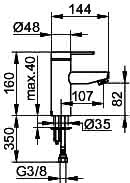 KEUCO EHM-WT-Mischer Plan blue 53902, ohne Ablaufgarnitur, verchromt