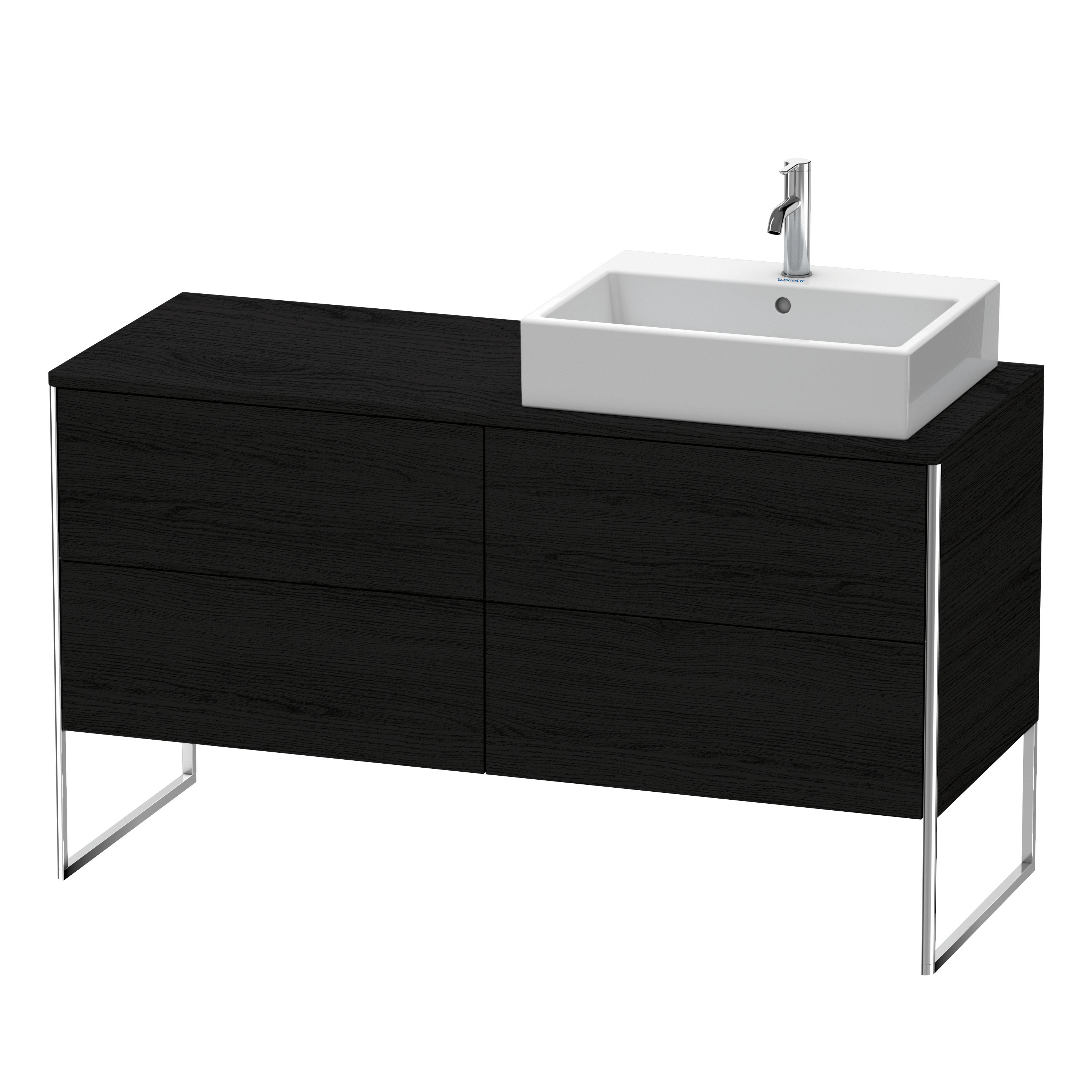 Duravit WTU XSquare 778x1400x548,bodenstehend Eiche Schwarz, 4 Schubk., Becken r.